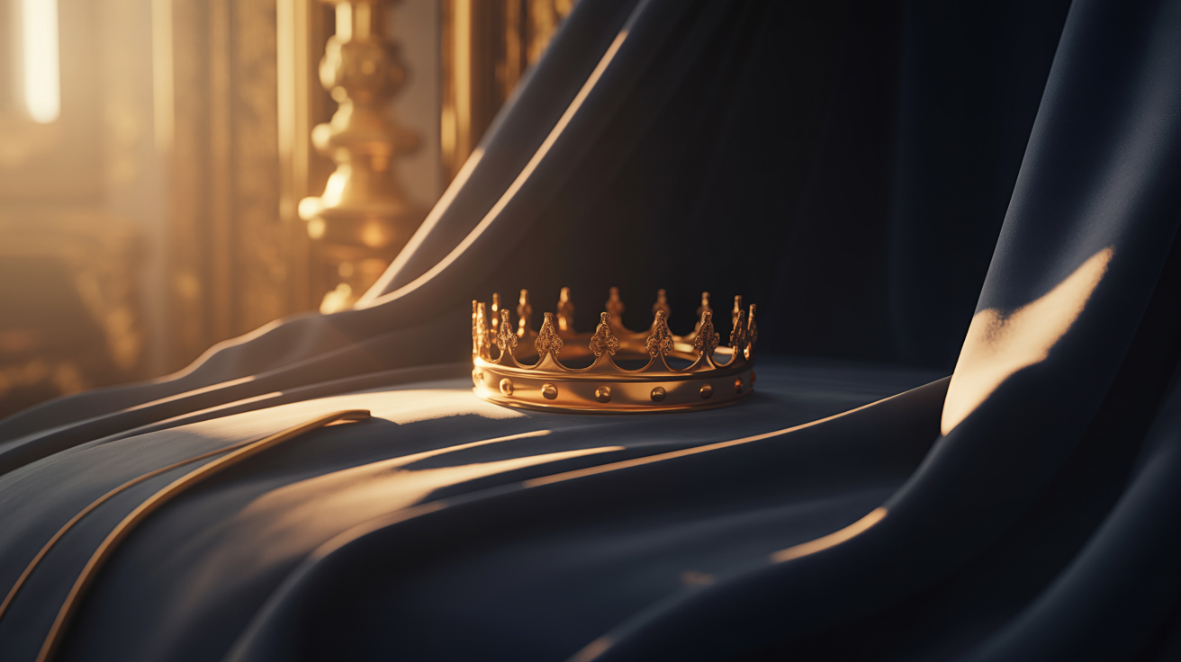 Golden crown on dark velvet — symbolizing sacred honor and dignity