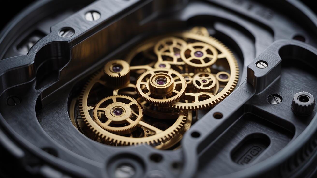 Intricate golden gears and precision mechanisms — purposeful design